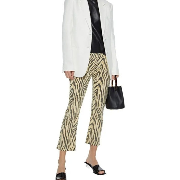 New Current Elliott The Ruby Cropped Zebra-print Low-rise Slim-leg Jeans. - Picture 1 of 16